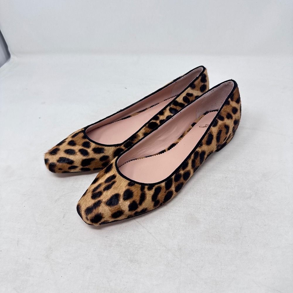 J. Crew Ballet Flats Leopard 9 Animal Print Calf Hair Pointed Toe Classic Chic